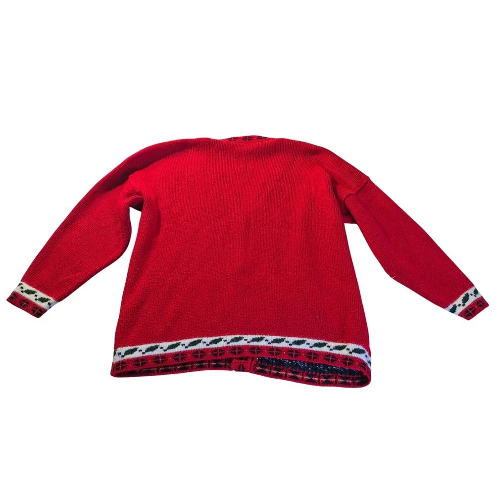 Private Eyes Vtg Christmas Cardigan Womens‎ Holiday Ugly Sweater Estimated L/XL